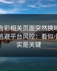 澳门六合彩相关页面突然换域名？这往往是逃避平台风控：看似小事，其实是关键
