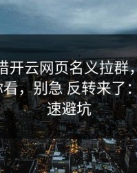 有人假借开云网页名义拉群，我把话术拆给你看，别急 反转来了：1分钟快速避坑
